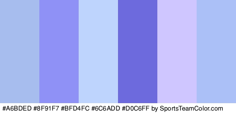 #A6BDED #8F91F7 #BFD4FC #6C6ADD #D0C6FF #AAC0F7 Colors