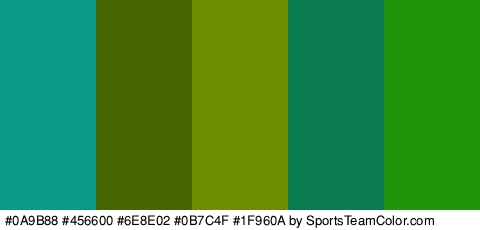 #0A9B88 #456600 #6E8E02 #0B7C4F #1F960A Colors