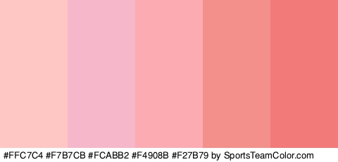 #FFC7C4 #F7B7CB #FCABB2 #F4908B #F27B79 Colors