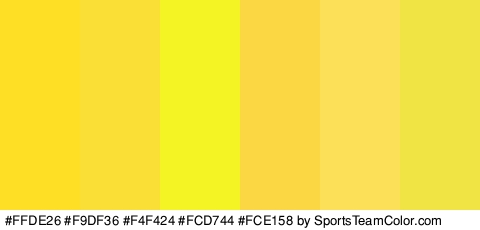 #FFDE26 #F9DF36 #F4F424 #FCD744 #FCE158 #EFE443 Colors