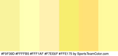 #F9F39D #FFFFB5 #FFF1AF #F7EE6F #FFE175 #FFFA9E Colors