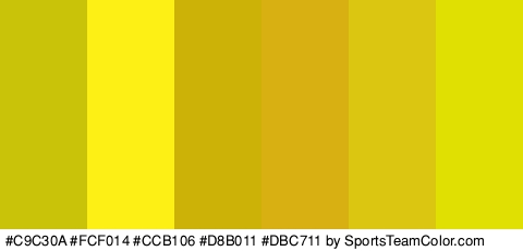 #C9C30A #FCF014 #CCB106 #D8B011 #DBC711 #E0E002 Colors