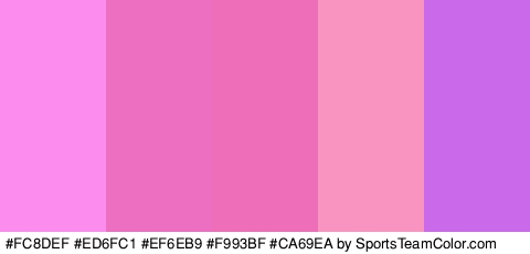 #FC8DEF #ED6FC1 #EF6EB9 #F993BF #CA69EA Colors