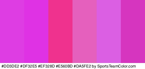 #DD3DE2 #DF32E5 #EF328D #E560BD #DA5FE2 #D635C0 Colors