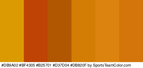 #DB9A02 #BF4305 #B25701 #D37D04 #DB820F #D3750A Colors