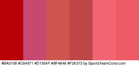 #BA0108 #C64971 #D1554F #BF4846 #F26373 #ED5C66 Colors