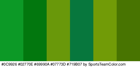 #0C9926 #02770E #69990A #07773D #719B07 #487501 Colors