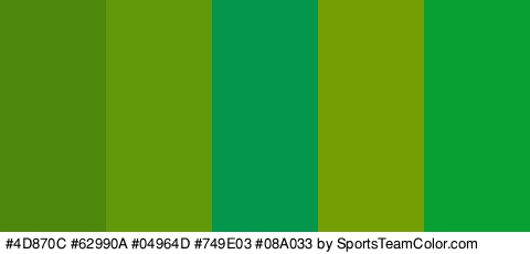 #4D870C #62990A #04964D #749E03 #08A033 Colors