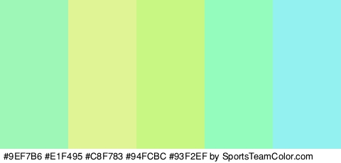 #9EF7B6 #E1F495 #C8F783 #94FCBC #93F2EF Colors