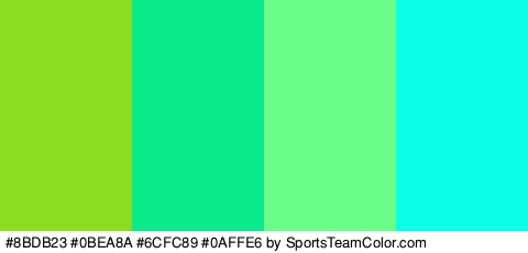 #8BDB23 #0BEA8A #6CFC89 #0AFFE6 Colors