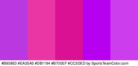 #B938E0 #EA35A5 #DB1194 #B700EF #CC3DED Colors