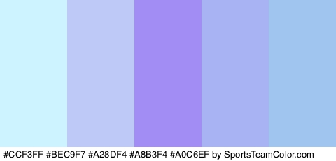 #CCF3FF #BEC9F7 #A28DF4 #A8B3F4 #A0C6EF Colors