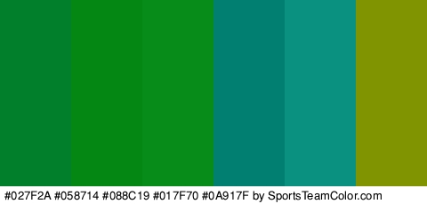 #027F2A #058714 #088C19 #017F70 #0A917F #809301 Colors