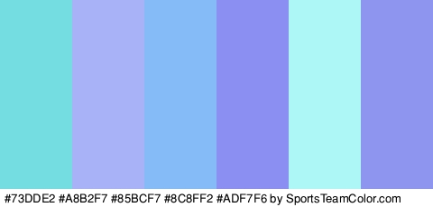 #73DDE2 #A8B2F7 #85BCF7 #8C8FF2 #ADF7F6 #8D95EF Colors