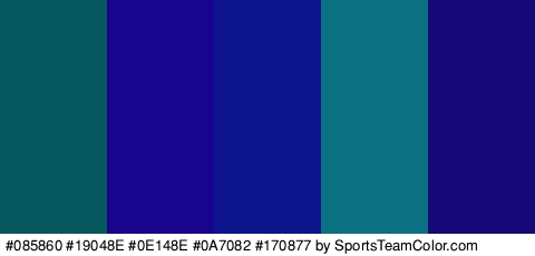 #085860 #19048E #0E148E #0A7082 #170877 Colors