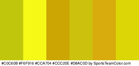 #C0C60B #F6F916 #CCA704 #CCC20E #D8AC0D #DDD606 Colors