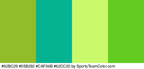 #92BC29 #05B292 #CAF96B #62CC20 Colors