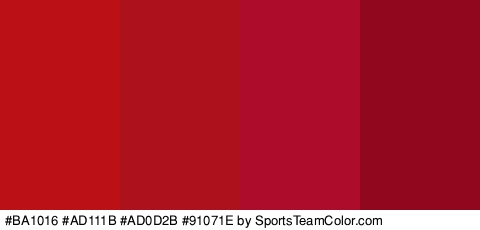 #BA1016 #AD111B #AD0D2B #91071E Colors