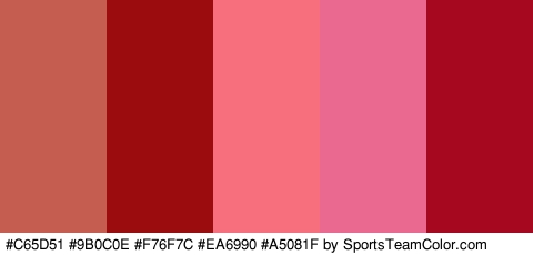 #C65D51 #9B0C0E #F76F7C #EA6990 #A5081F Colors