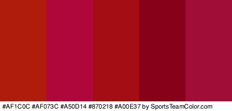 #AF1C0C #AF073C #A50D14 #870218 #A00E37 Colors