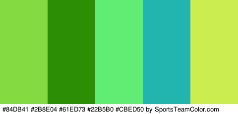 #84DB41 #2B8E04 #61ED73 #22B5B0 #CBED50 Colors