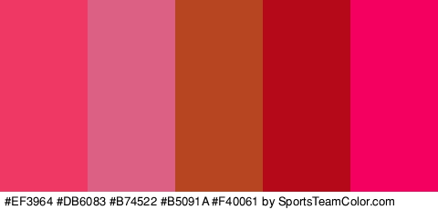 #EF3964 #DB6083 #B74522 #B5091A #F40061 Colors