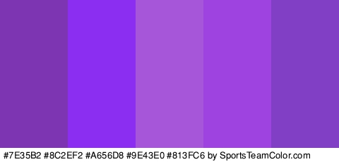 #7E35B2 #8C2EF2 #A656D8 #9E43E0 #813FC6 Colors