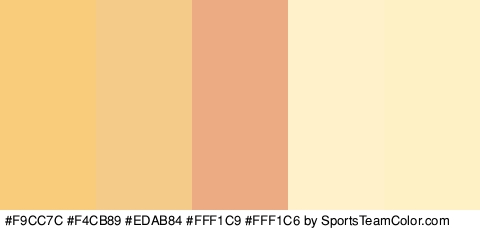 #F9CC7C #F4CB89 #EDAB84 #FFF1C9 #FFF1C6 Colors