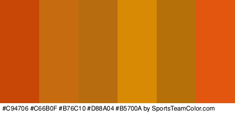 #C94706 #C66B0F #B76C10 #D88A04 #B5700A #E2560F Colors