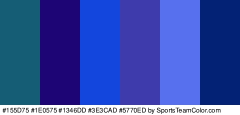 #155D75 #1E0575 #1346DD #3E3CAD #5770ED #042275 Colors