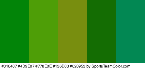 #018407 #4D9E07 #778E0E #136D03 #028953 Colors