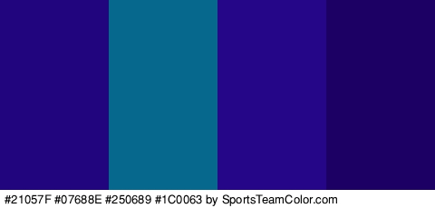 #21057F #07688E #250689 #1C0063 Colors