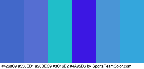 #4268C9 #556ED1 #20BEC9 #3C16E2 #4A95D6 #34A6DB Colors