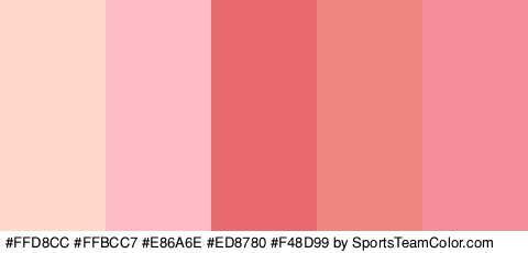 #FFD8CC #FFBCC7 #E86A6E #ED8780 #F48D99 Colors