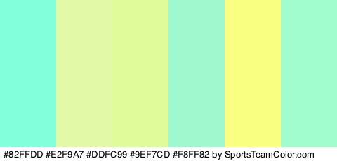 #82FFDD #E2F9A7 #DDFC99 #9EF7CD #F8FF82 #A1FCCD Colors