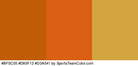 #BF5C05 #D85F13 #D3A541 Colors