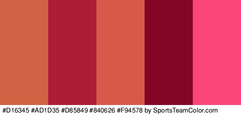 #D16345 #AD1D35 #D85849 #840626 #F94578 Colors