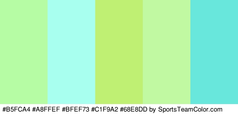 #B5FCA4 #A8FFEF #BFEF73 #C1F9A2 #68E8DD Colors