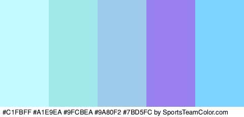 #C1FBFF #A1E9EA #9FCBEA #9A80F2 #7BD5FC Colors