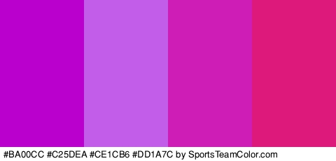 #BA00CC #C25DEA #CE1CB6 #DD1A7C Colors