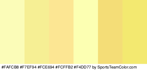 #FAFCB8 #F7EF94 #FCE694 #FCFFB2 #F4DD77 #F4E970 Colors