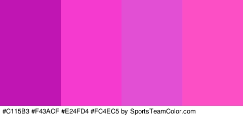 #C115B3 #F43ACF #E24FD4 #FC4EC5 Colors