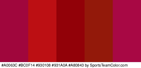 #A0063C #BC0F14 #930108 #931A0A #A80843 Colors