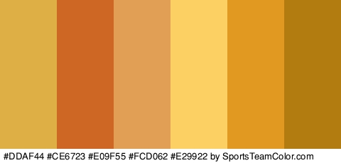 #DDAF44 #CE6723 #E09F55 #FCD062 #E29922 #B27C10 Colors