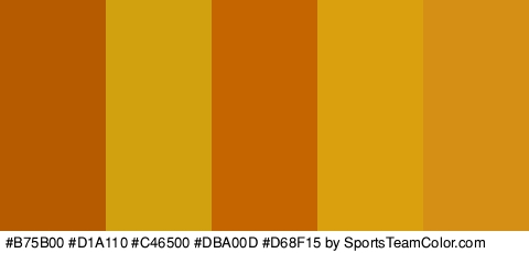 #B75B00 #D1A110 #C46500 #DBA00D #D68F15 Colors