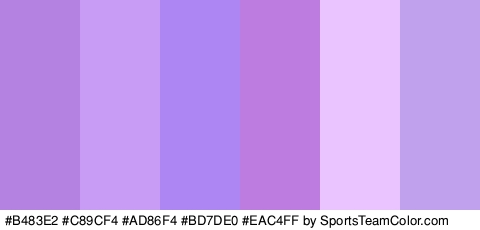 #B483E2 #C89CF4 #AD86F4 #BD7DE0 #EAC4FF #C0A1ED Colors