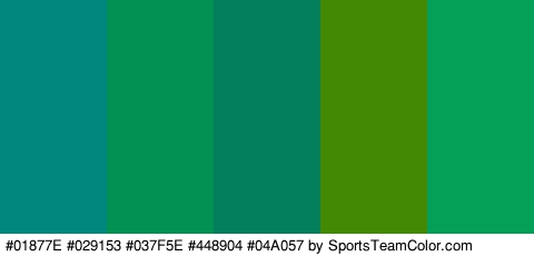 #01877E #029153 #037F5E #448904 #04A057 Colors