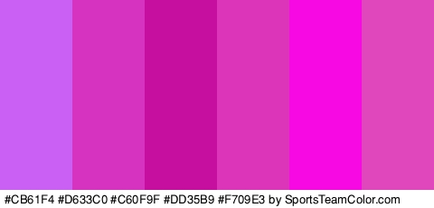 #CB61F4 #D633C0 #C60F9F #DD35B9 #F709E3 #E047BC Colors