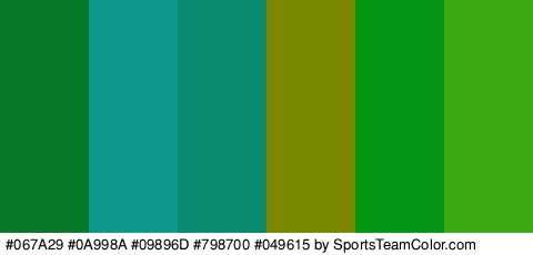 #067A29 #0A998A #09896D #798700 #049615 #3CAA11 Colors