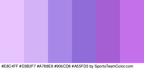 #E8C4FF #D3B2F7 #A788E8 #906CD8 #A55FD3 #C370EA Colors